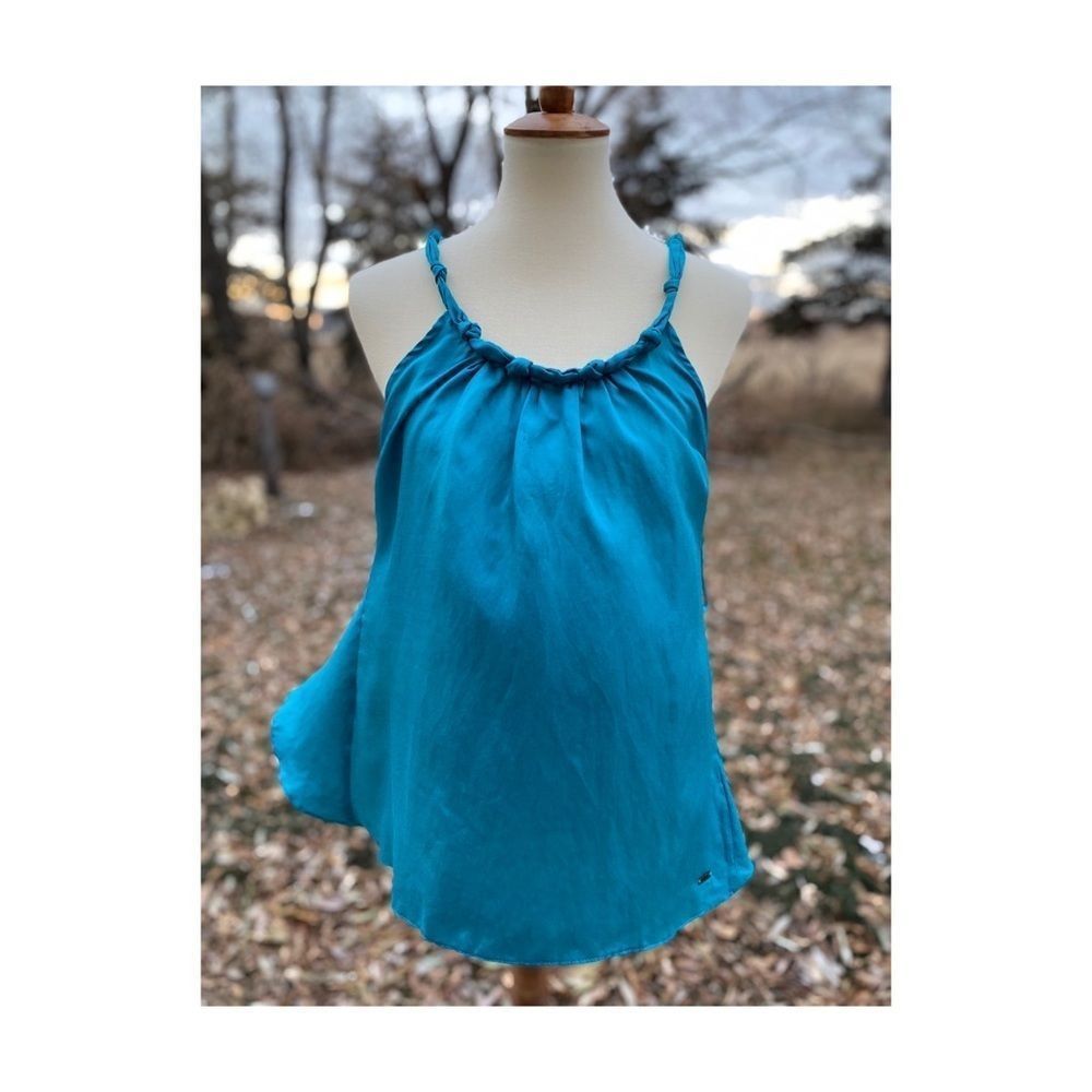 Y2K Teal GUESS Siouxi Dream Top Silk Cotton Open Deadstock NWT Sz XS